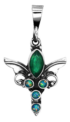 Green Emerald & Blue Fire Opal Eva Necklace